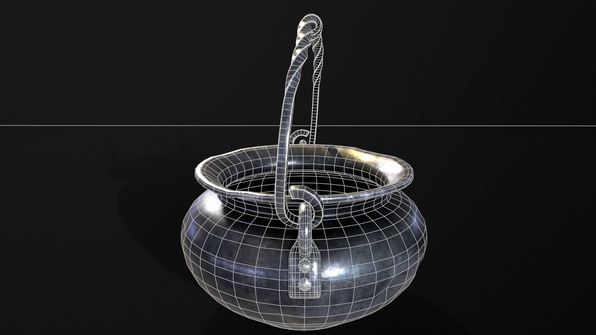 Medieval Iron Cauldron Low-poly 3D model_13