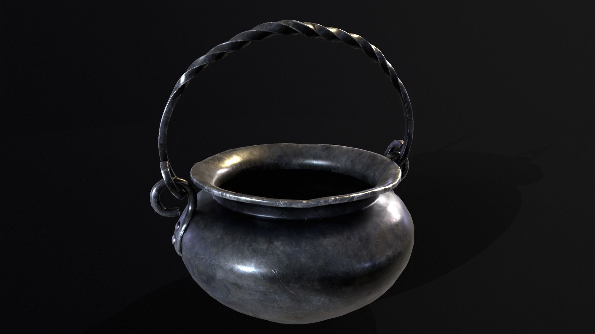 Medieval Iron Cauldron Low-poly 3D model_16