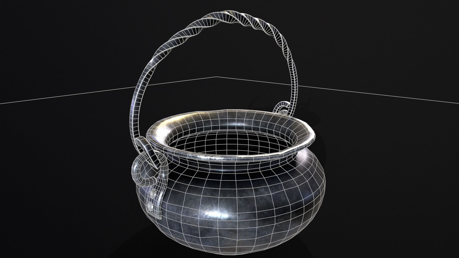 Medieval Iron Cauldron Low-poly 3D model_15