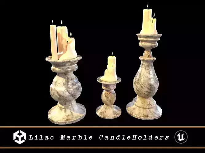 Lilac Marble CandleHolders Low-poly 3D model
