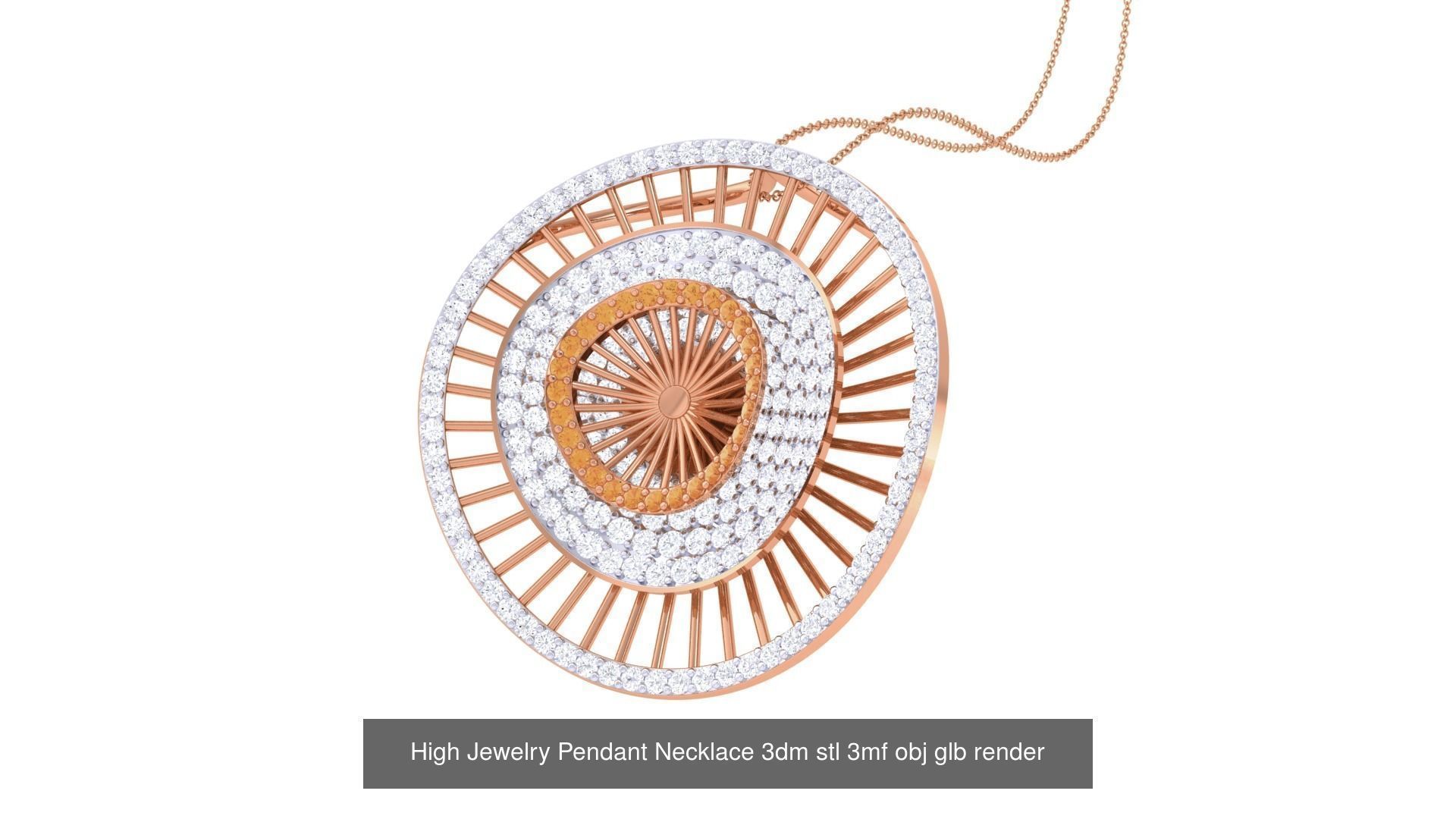 60 High Jewelry Pendant Necklace 3dm stl 3mf obj glb render 3D Model Collection_31