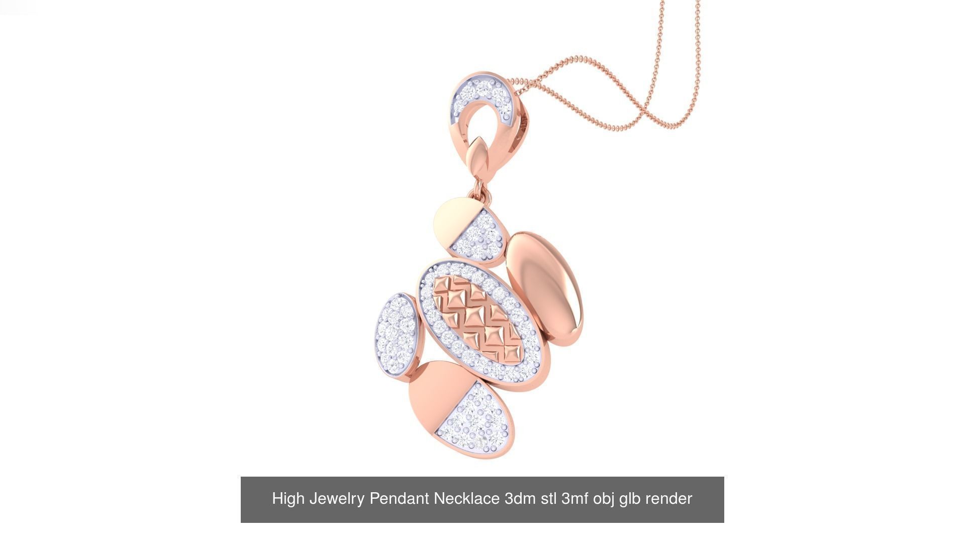 60 High Jewelry Pendant Necklace 3dm stl 3mf obj glb render 3D Model Collection_50