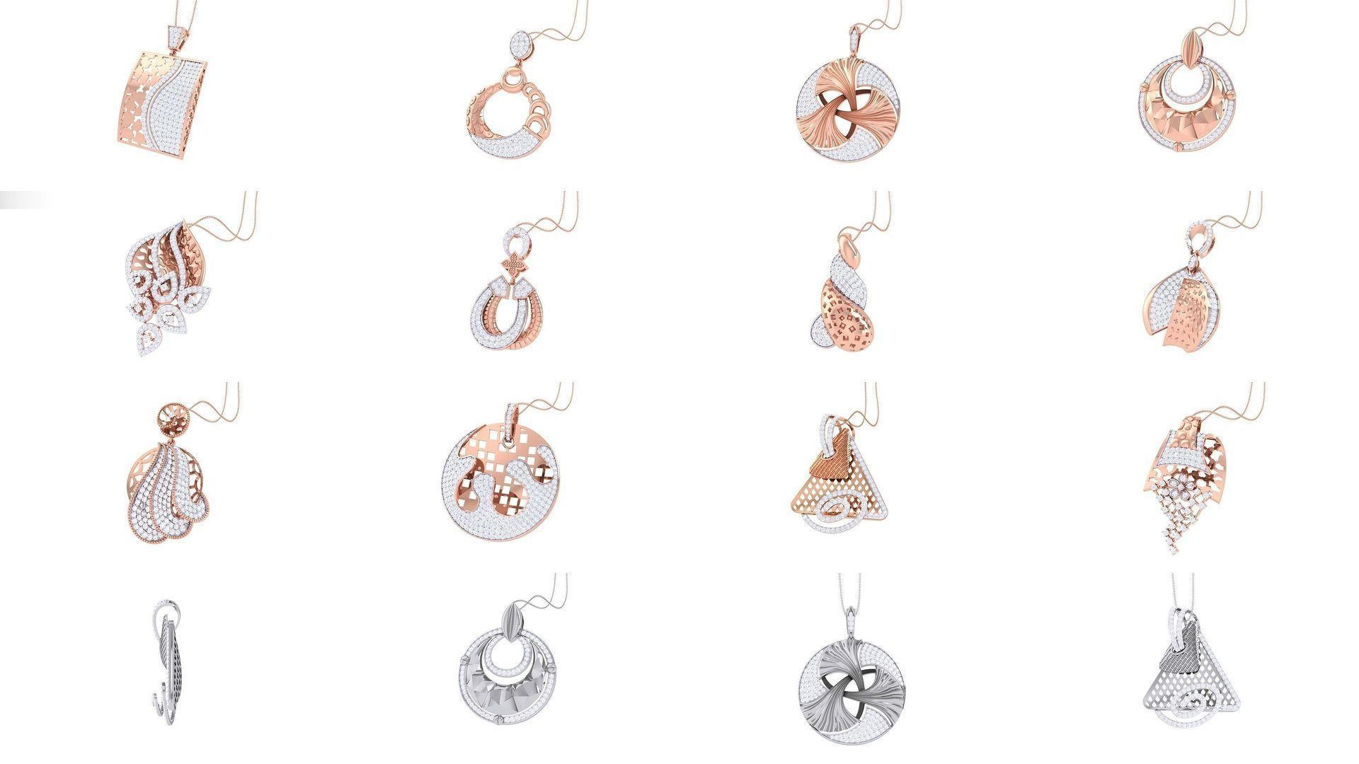 60 High Jewelry Pendant Necklace 3dm stl 3mf obj glb render 3D Model Collection_3