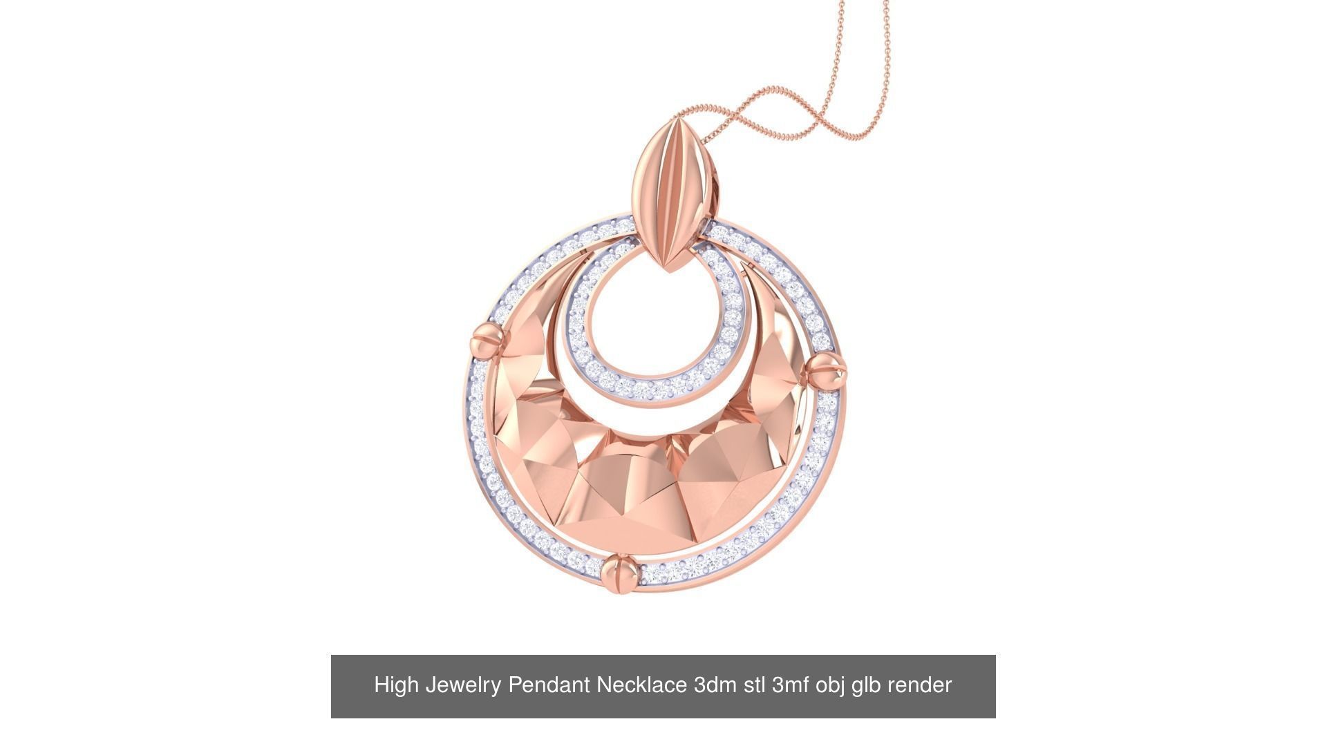60 High Jewelry Pendant Necklace 3dm stl 3mf obj glb render 3D Model Collection_55