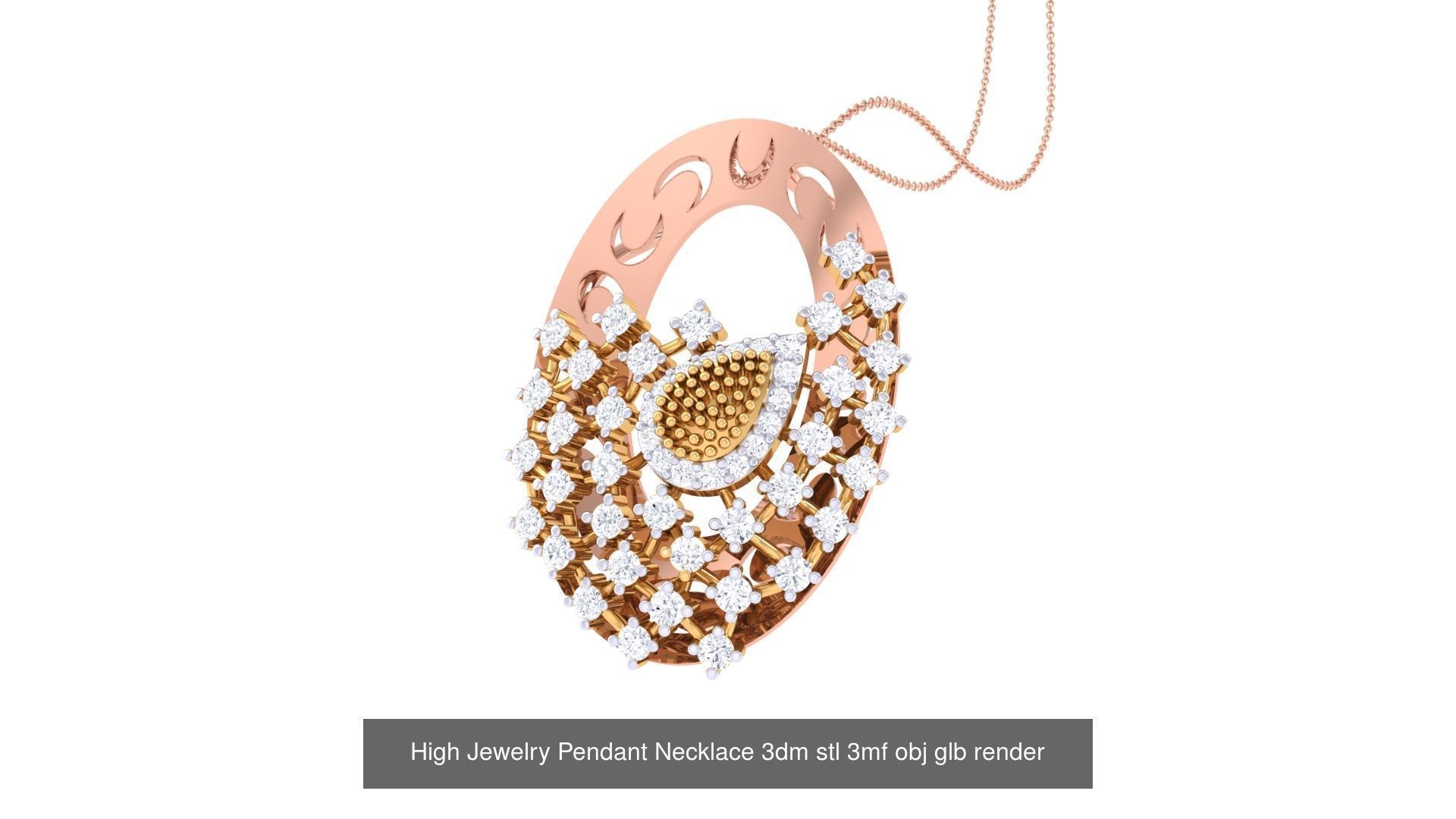 60 High Jewelry Pendant Necklace 3dm stl 3mf obj glb render 3D Model Collection_25