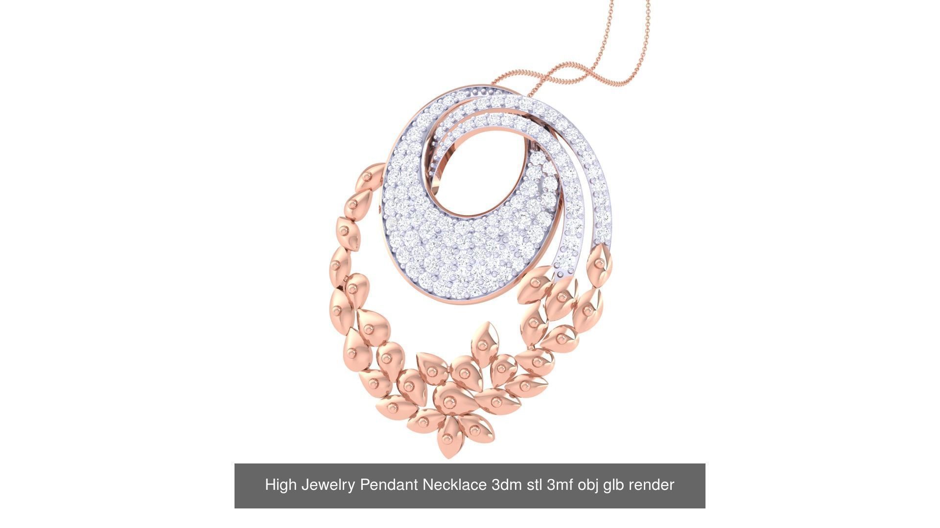 60 High Jewelry Pendant Necklace 3dm stl 3mf obj glb render 3D Model Collection_5