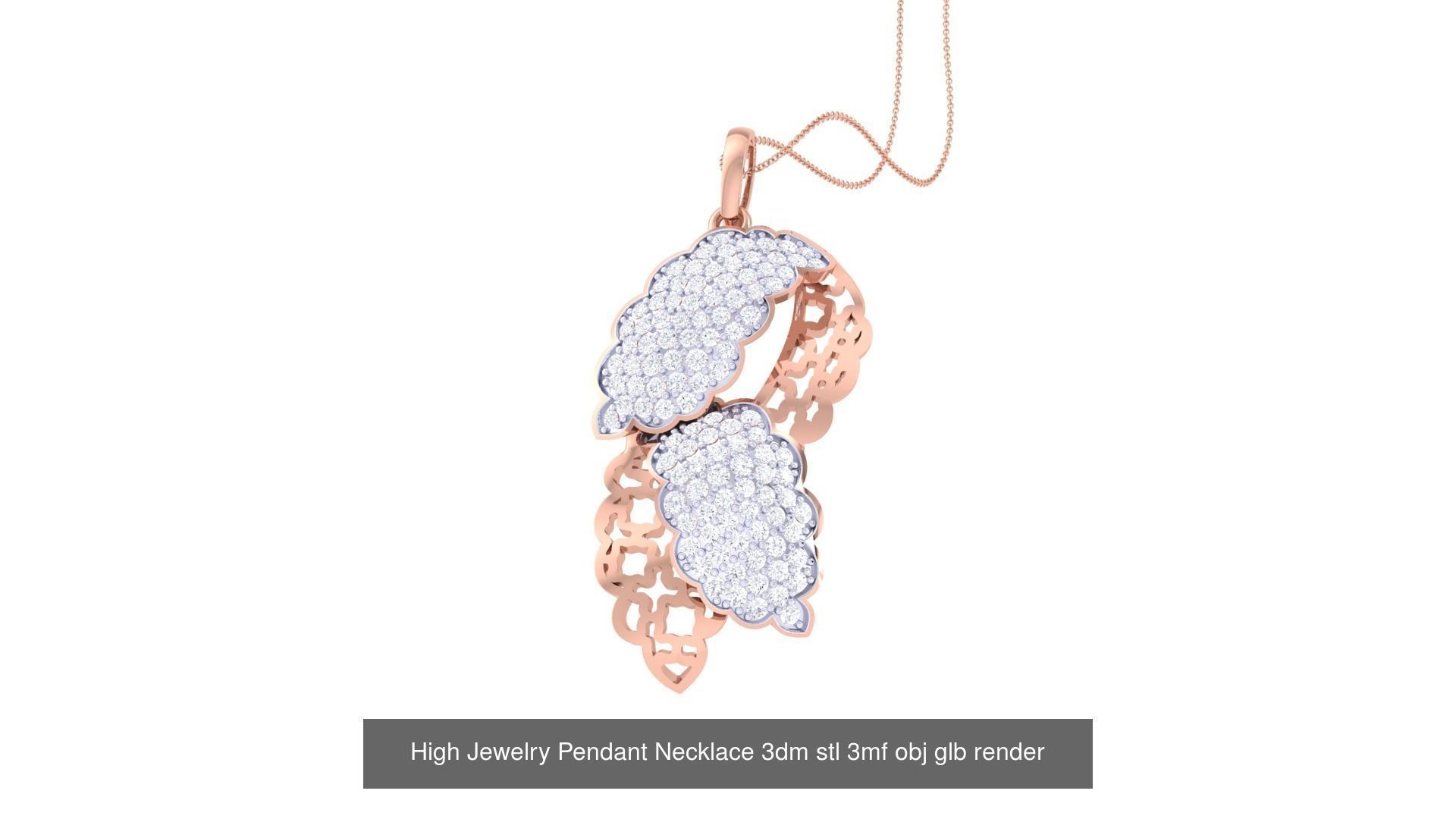 60 High Jewelry Pendant Necklace 3dm stl 3mf obj glb render 3D Model Collection_19