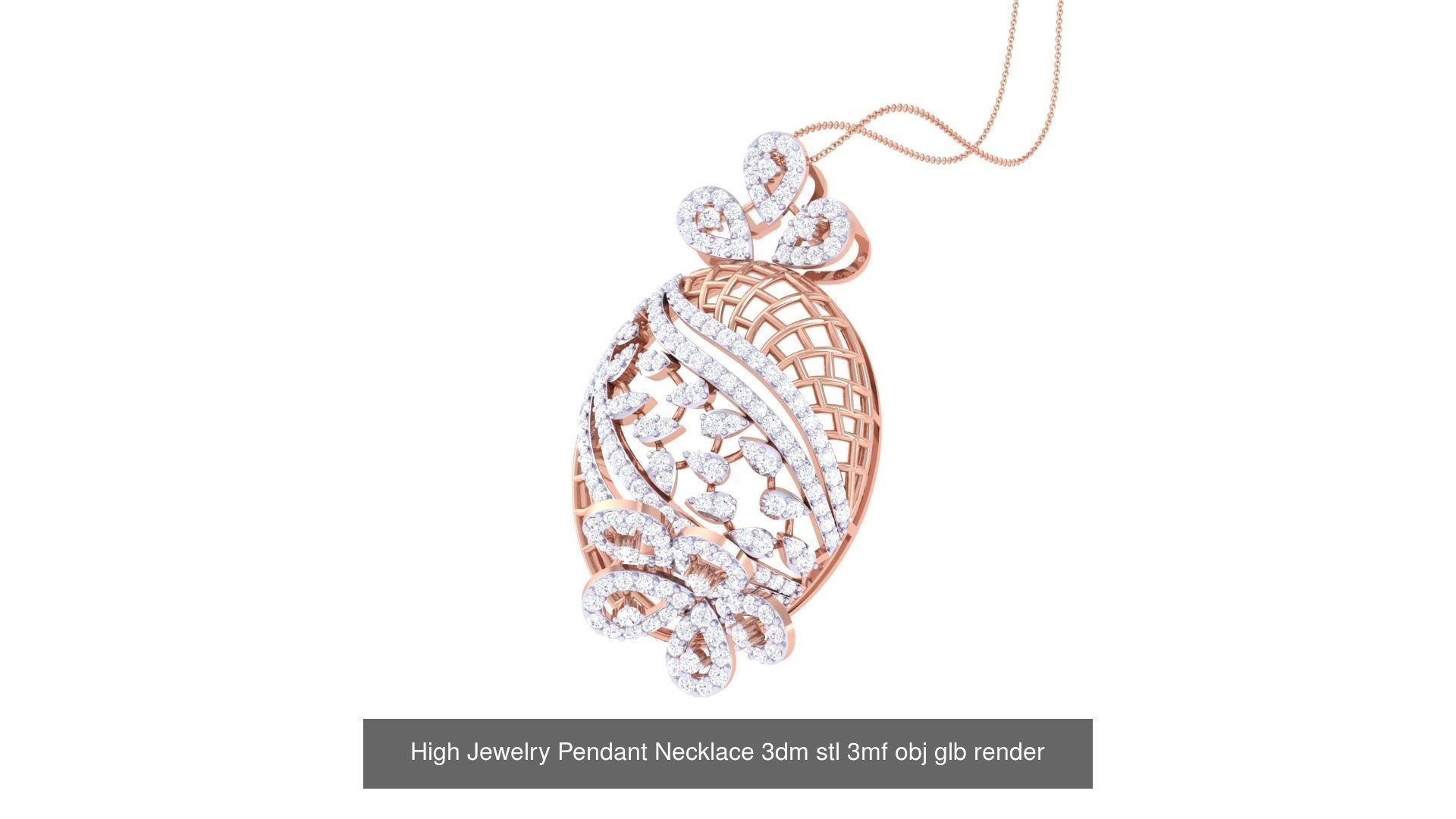 60 High Jewelry Pendant Necklace 3dm stl 3mf obj glb render 3D Model Collection_14