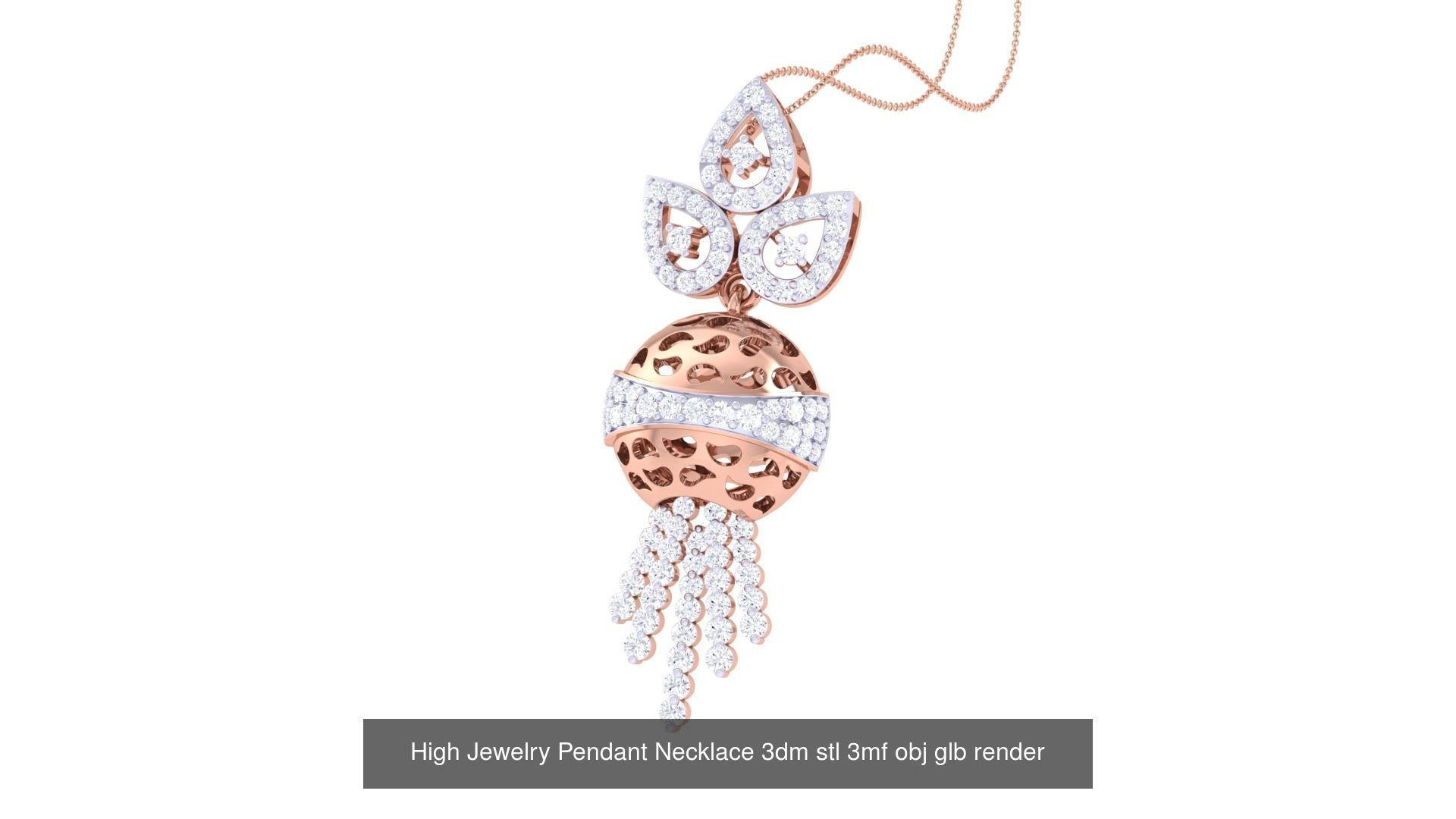 60 High Jewelry Pendant Necklace 3dm stl 3mf obj glb render 3D Model Collection_27
