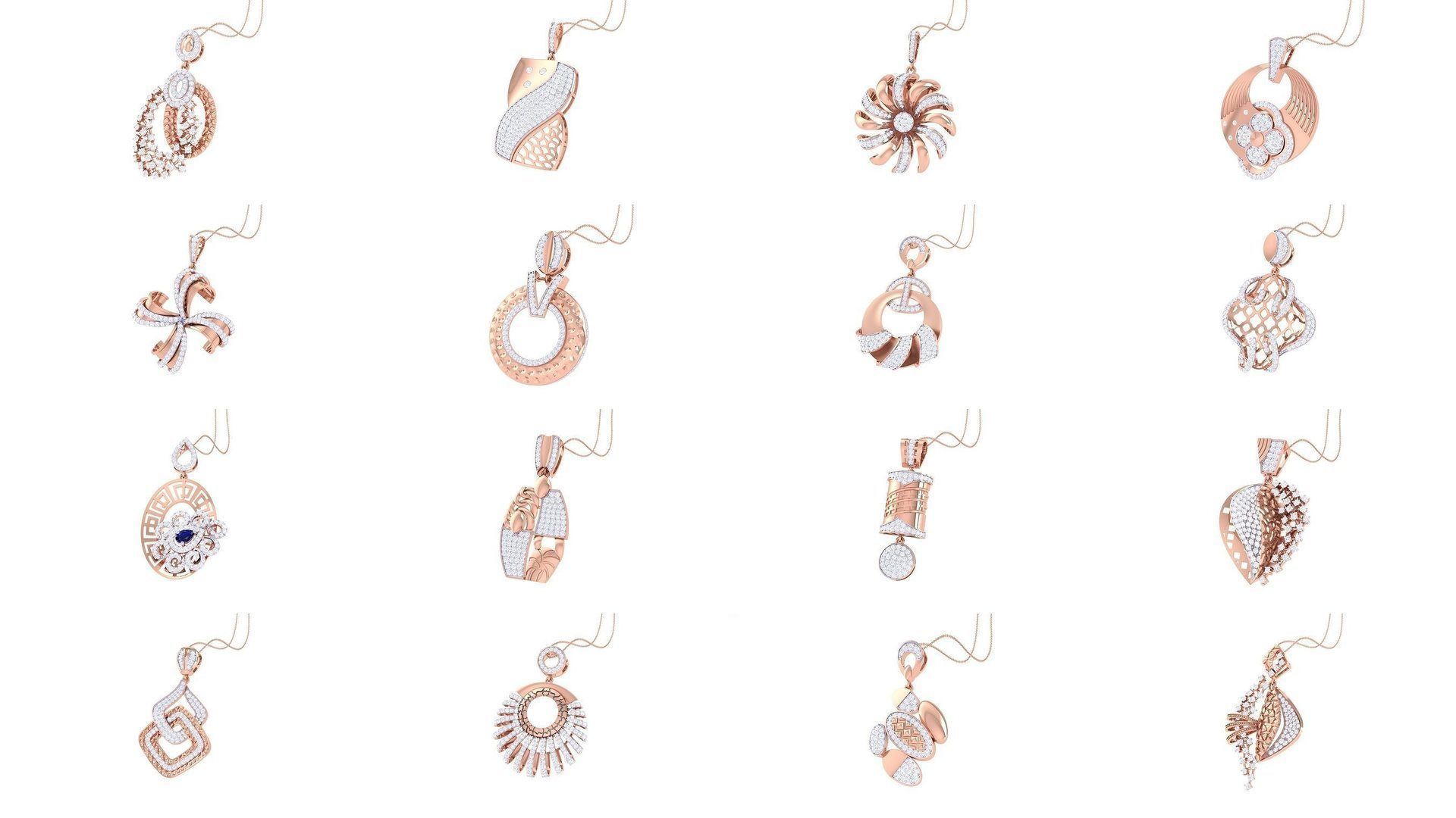 60 High Jewelry Pendant Necklace 3dm stl 3mf obj glb render 3D Model Collection_2