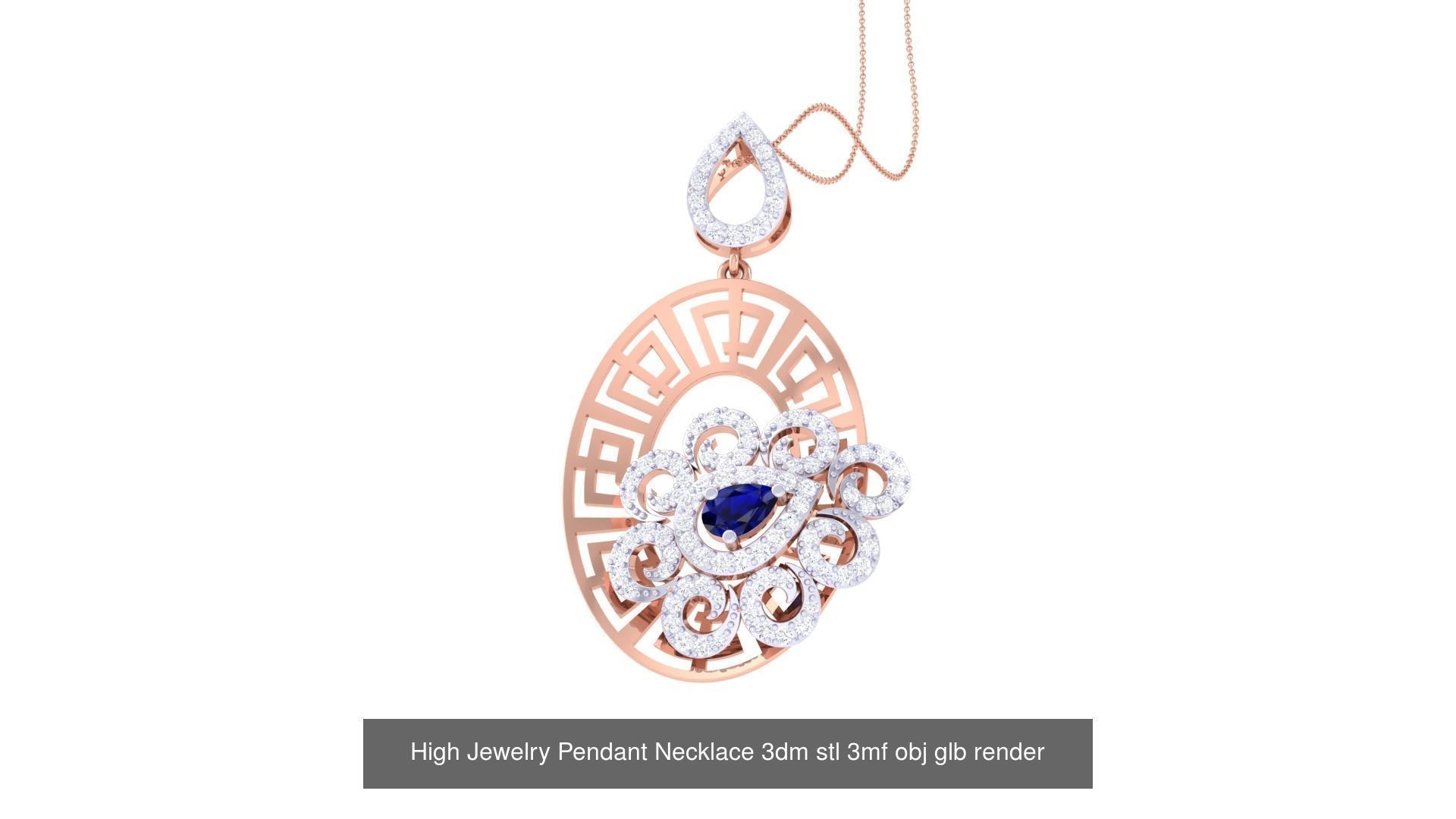 60 High Jewelry Pendant Necklace 3dm stl 3mf obj glb render 3D Model Collection_44