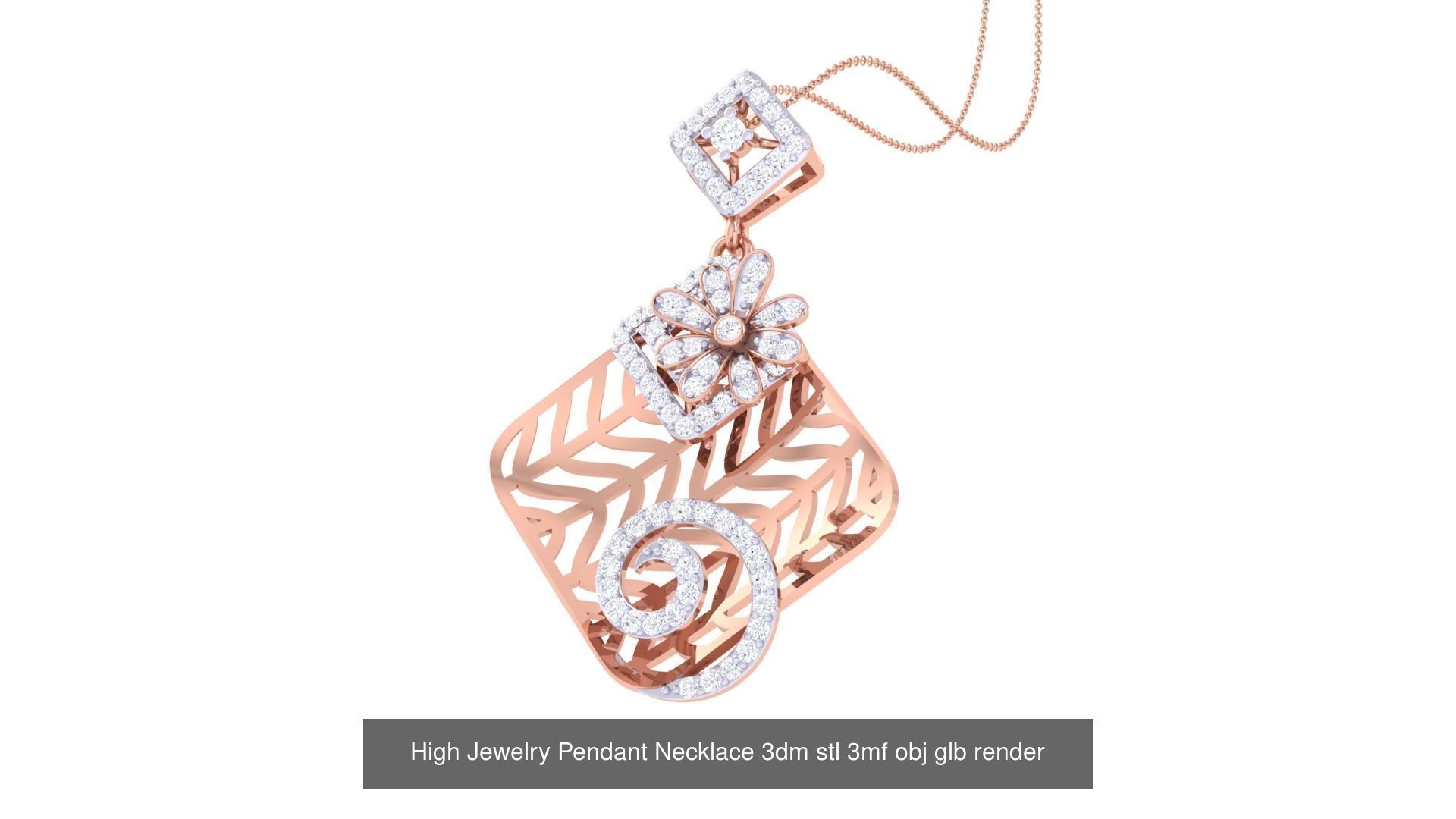 60 High Jewelry Pendant Necklace 3dm stl 3mf obj glb render 3D Model Collection_7