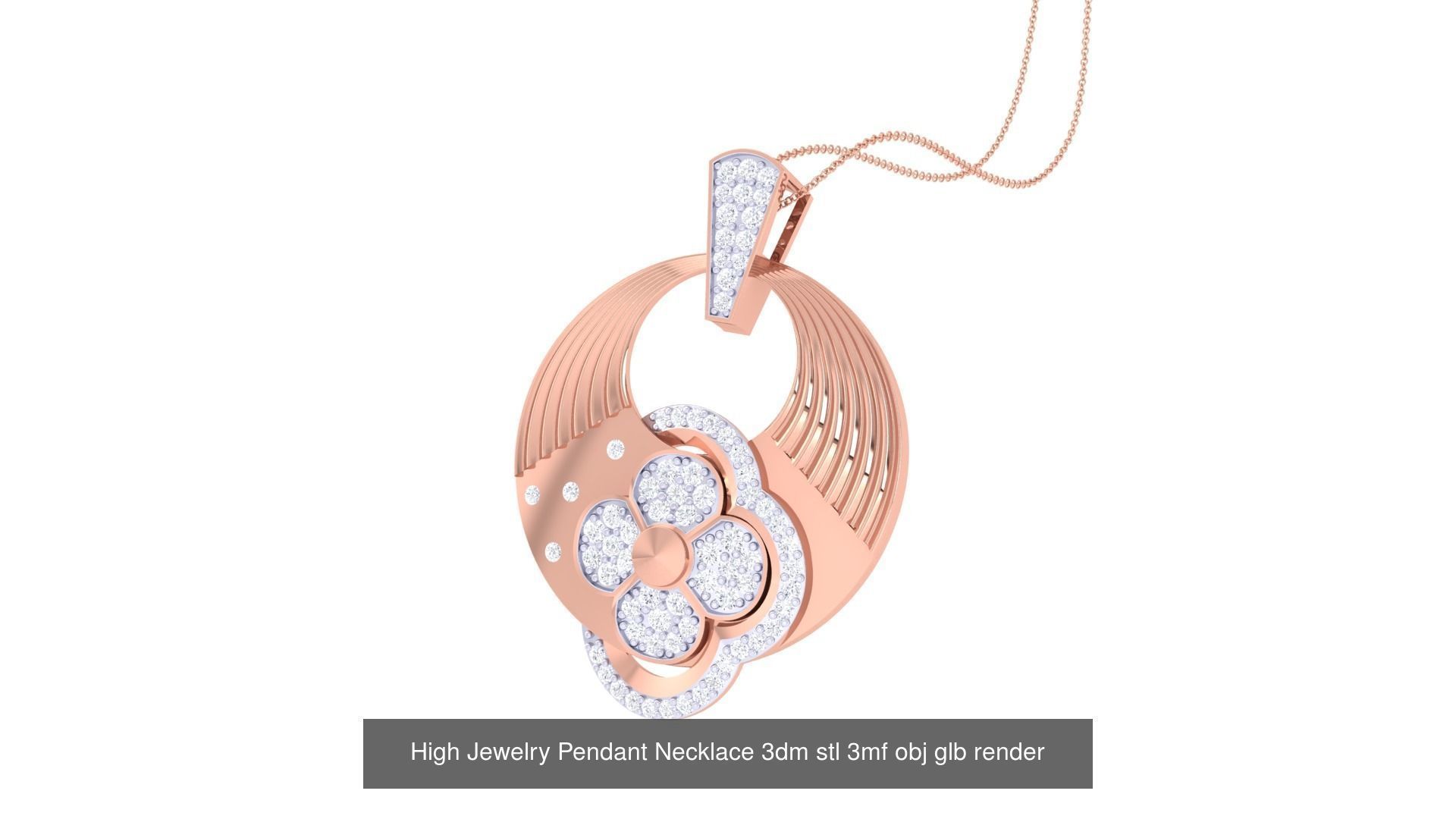 60 High Jewelry Pendant Necklace 3dm stl 3mf obj glb render 3D Model Collection_39