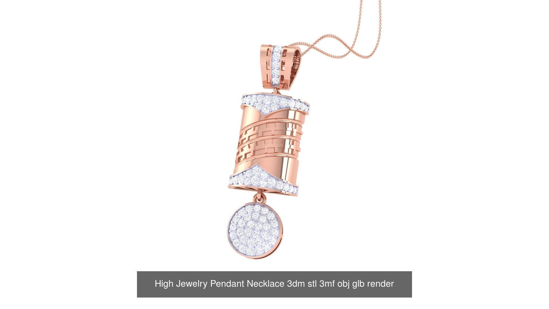 60 High Jewelry Pendant Necklace 3dm stl 3mf obj glb render 3D Model Collection_46