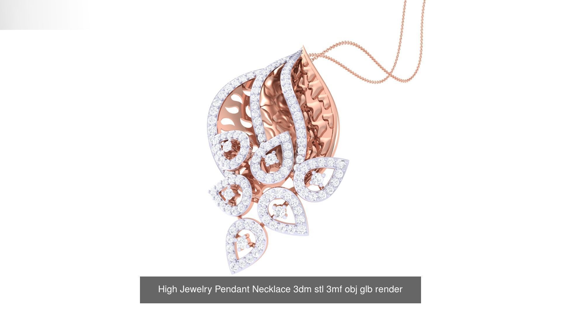 60 High Jewelry Pendant Necklace 3dm stl 3mf obj glb render 3D Model Collection_56