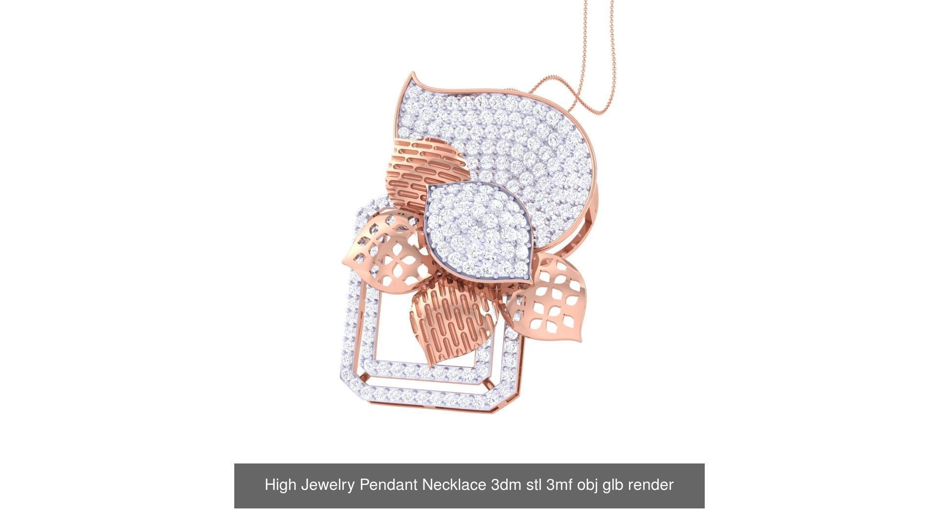 60 High Jewelry Pendant Necklace 3dm stl 3mf obj glb render 3D Model Collection_10