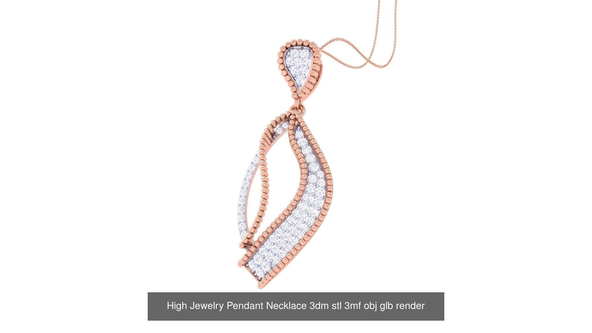 60 High Jewelry Pendant Necklace 3dm stl 3mf obj glb render 3D Model Collection_33