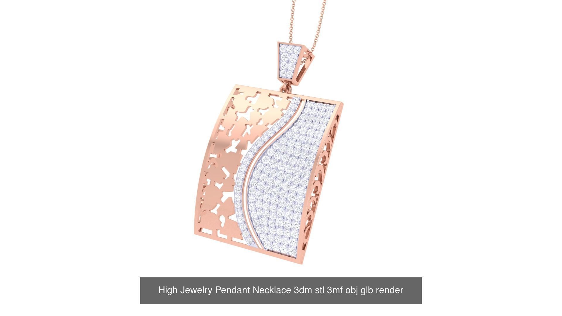 60 High Jewelry Pendant Necklace 3dm stl 3mf obj glb render 3D Model Collection_52