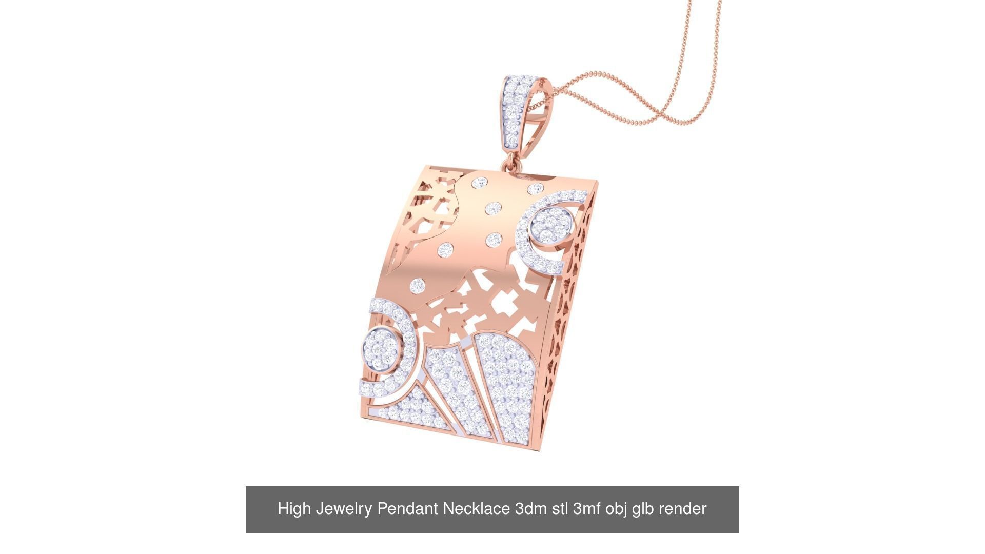 60 High Jewelry Pendant Necklace 3dm stl 3mf obj glb render 3D Model Collection_35