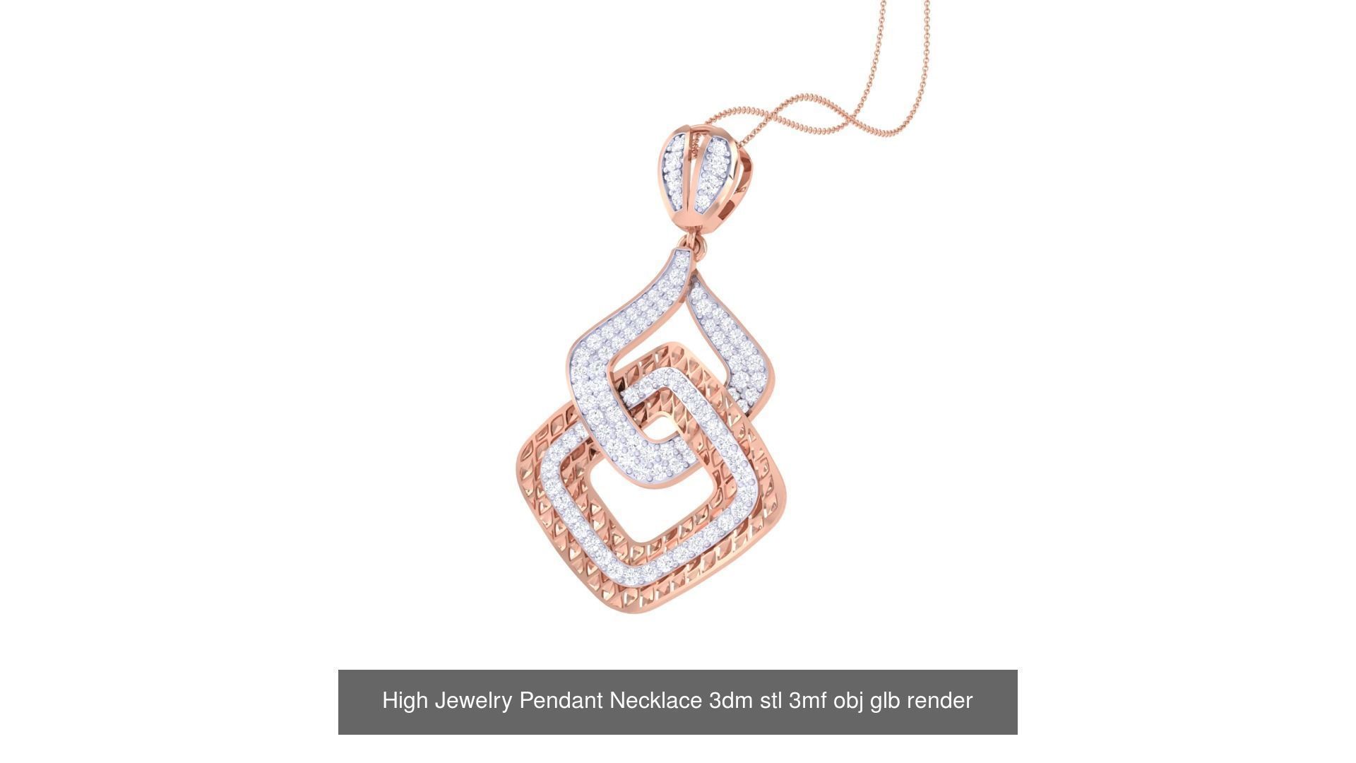 60 High Jewelry Pendant Necklace 3dm stl 3mf obj glb render 3D Model Collection_48