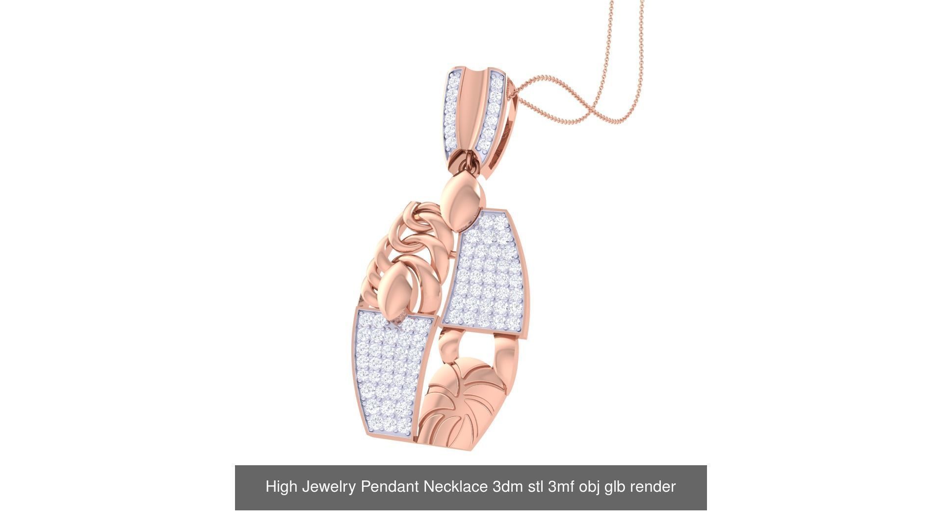 60 High Jewelry Pendant Necklace 3dm stl 3mf obj glb render 3D Model Collection_45