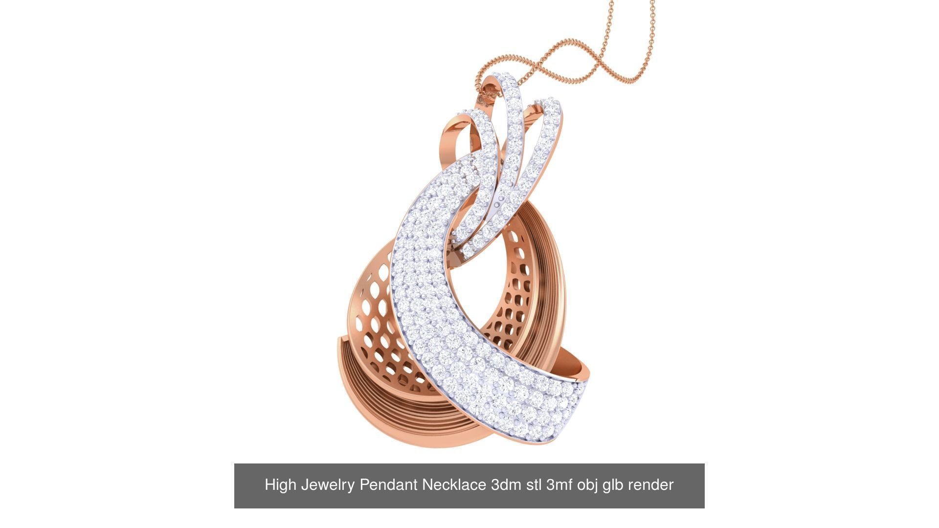 60 High Jewelry Pendant Necklace 3dm stl 3mf obj glb render 3D Model Collection_9