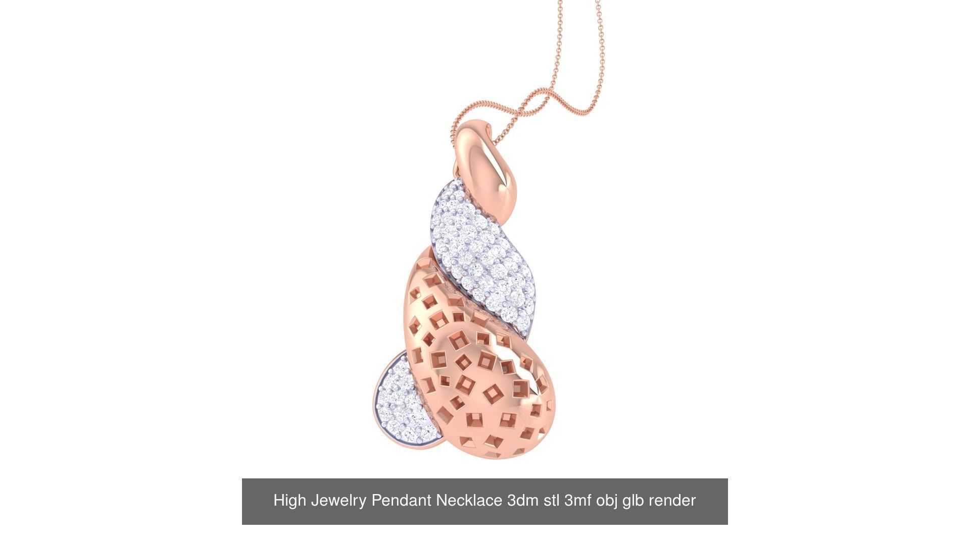 60 High Jewelry Pendant Necklace 3dm stl 3mf obj glb render 3D Model Collection_58