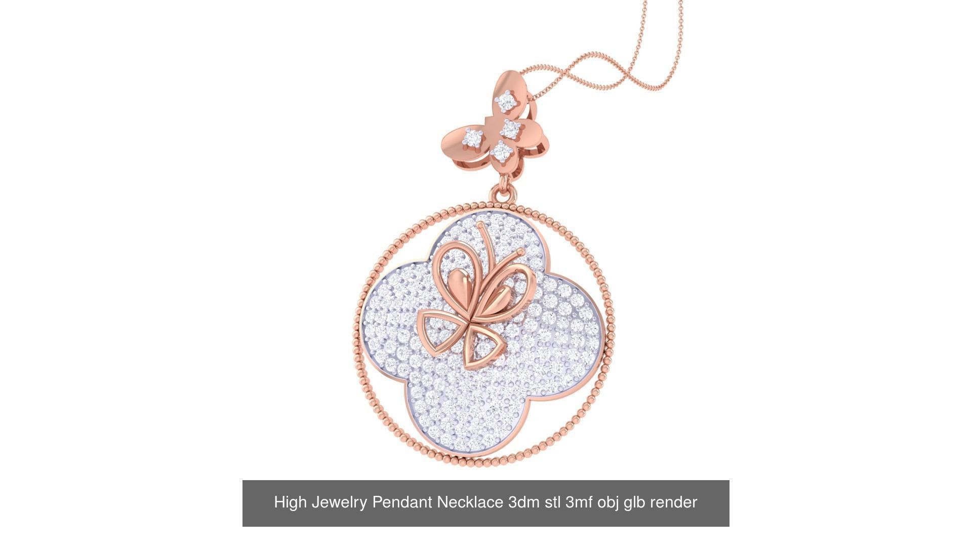 60 High Jewelry Pendant Necklace 3dm stl 3mf obj glb render 3D Model Collection_22