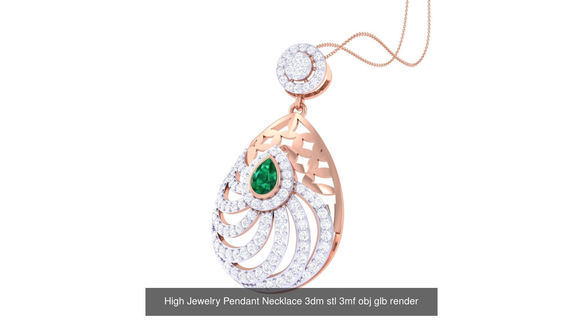 60 High Jewelry Pendant Necklace 3dm stl 3mf obj glb render 3D Model Collection_15