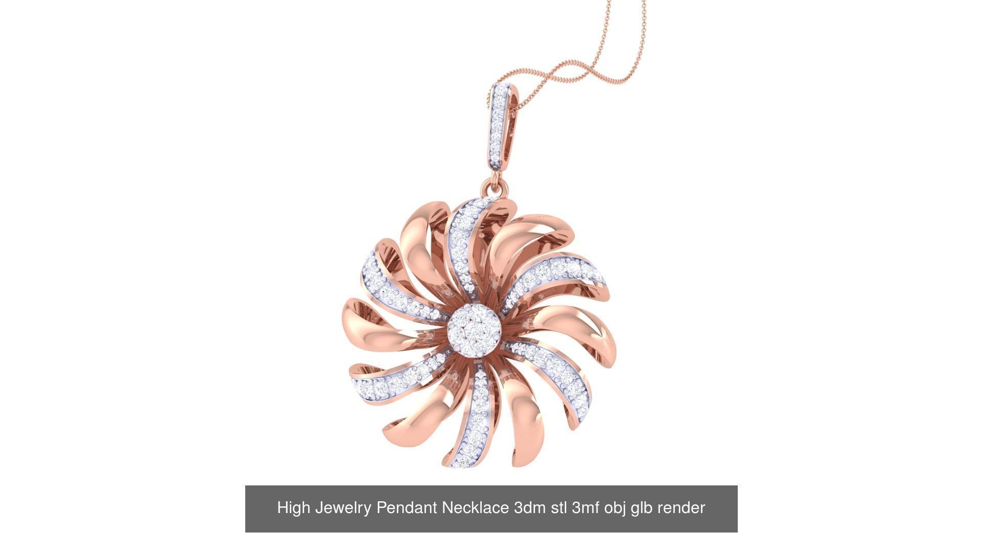 60 High Jewelry Pendant Necklace 3dm stl 3mf obj glb render 3D Model Collection_38