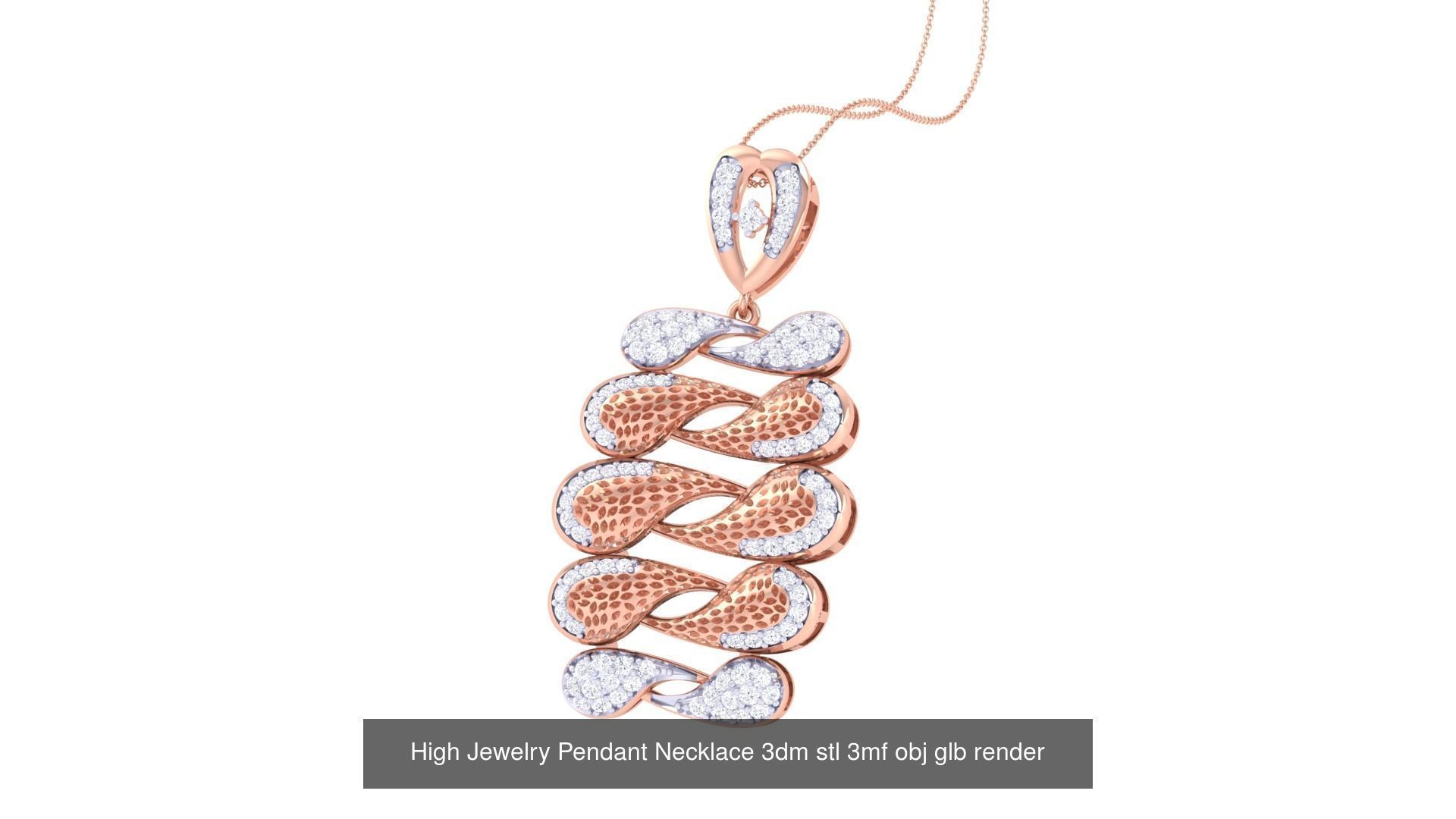 60 High Jewelry Pendant Necklace 3dm stl 3mf obj glb render 3D Model Collection_30