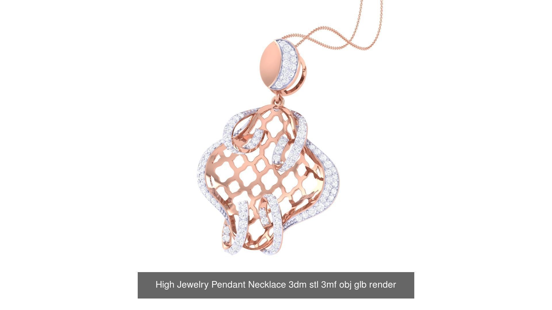 60 High Jewelry Pendant Necklace 3dm stl 3mf obj glb render 3D Model Collection_43