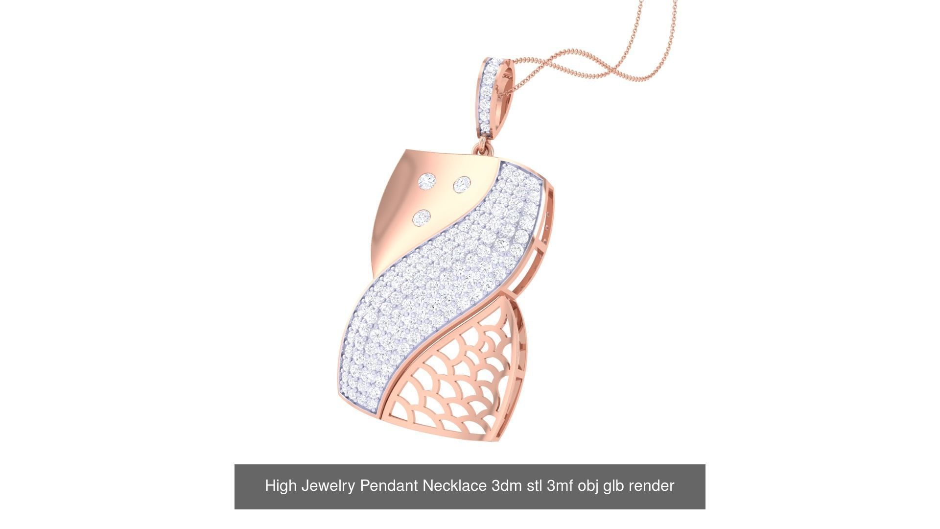 60 High Jewelry Pendant Necklace 3dm stl 3mf obj glb render 3D Model Collection_37