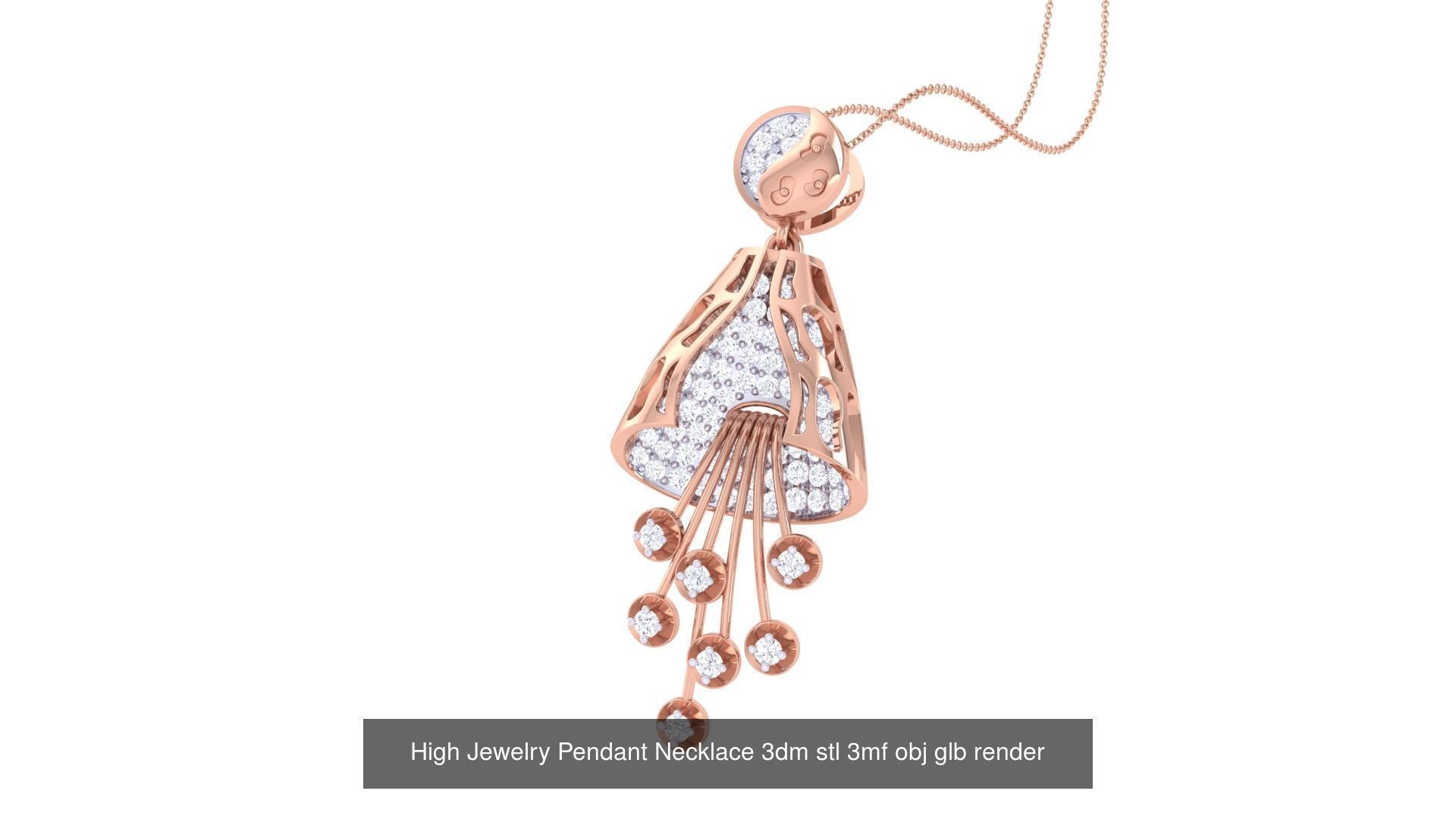 60 High Jewelry Pendant Necklace 3dm stl 3mf obj glb render 3D Model Collection_8