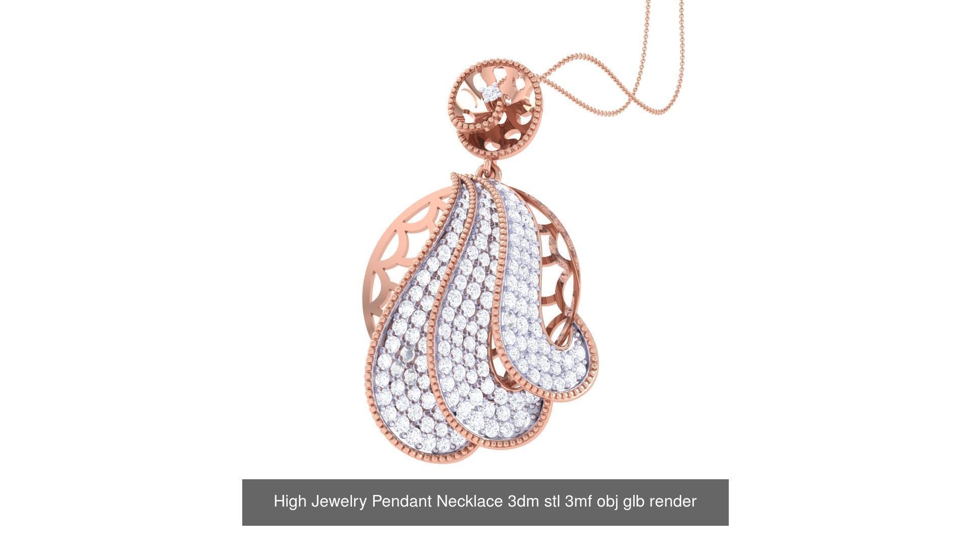 60 High Jewelry Pendant Necklace 3dm stl 3mf obj glb render 3D Model Collection_60