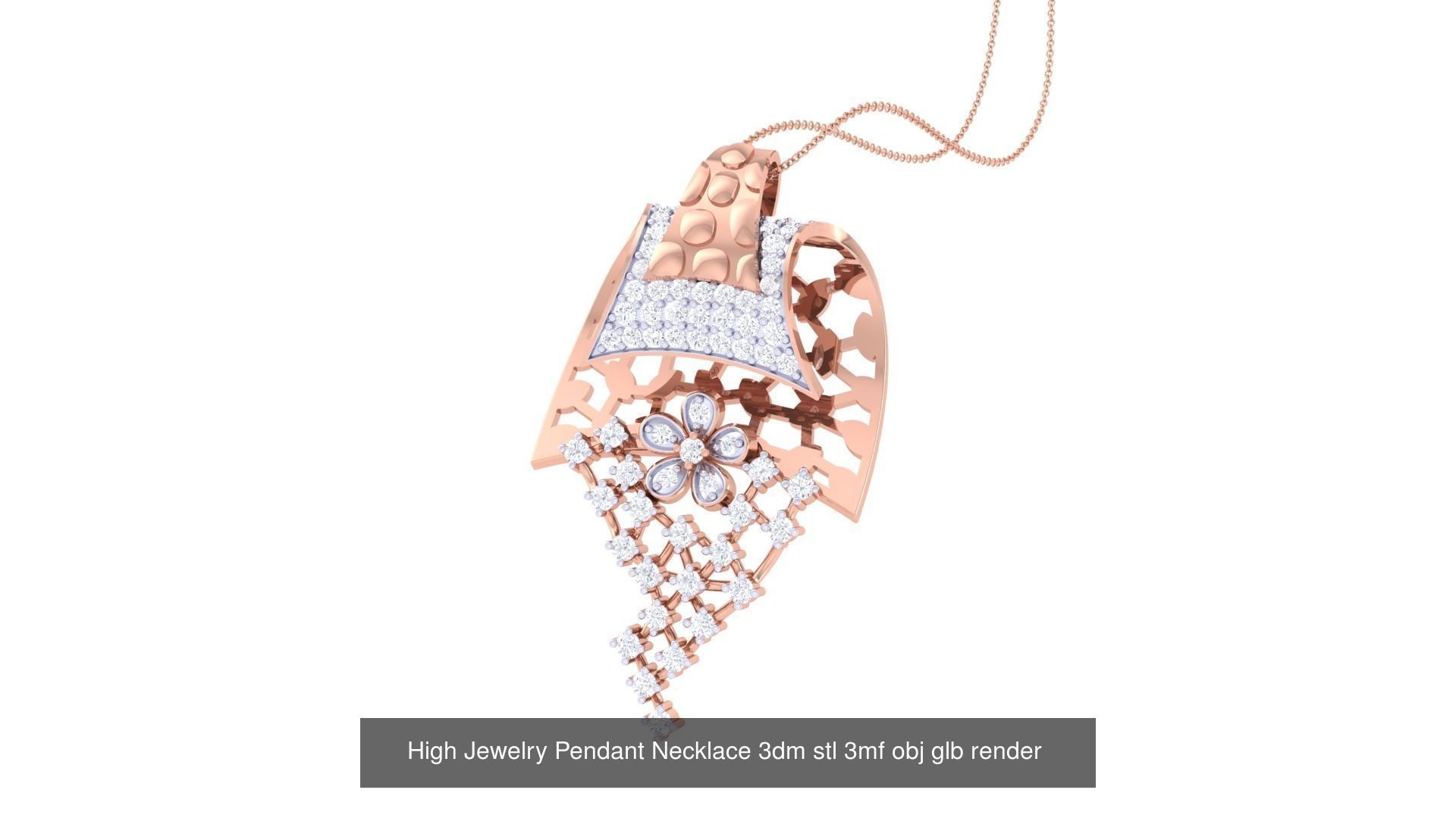 60 High Jewelry Pendant Necklace 3dm stl 3mf obj glb render 3D Model Collection_63