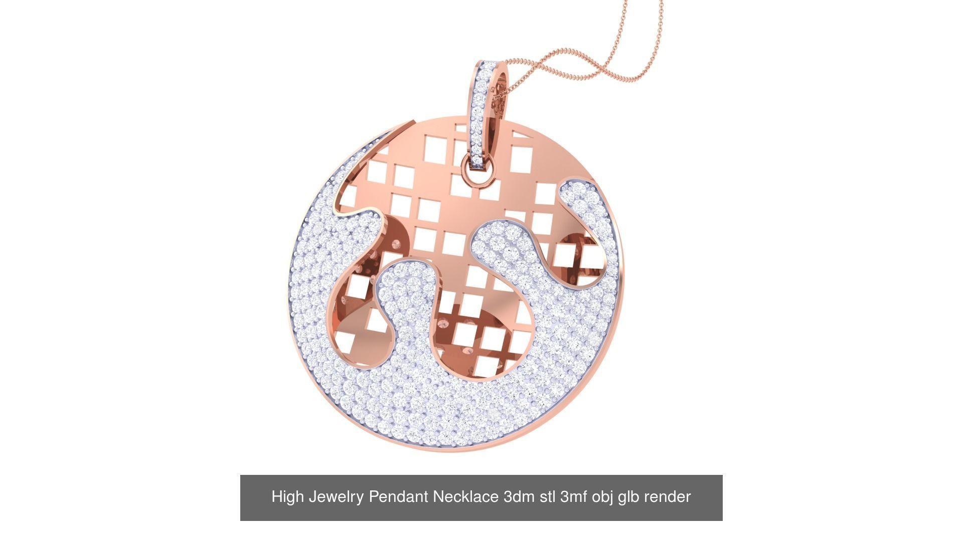 60 High Jewelry Pendant Necklace 3dm stl 3mf obj glb render 3D Model Collection_61