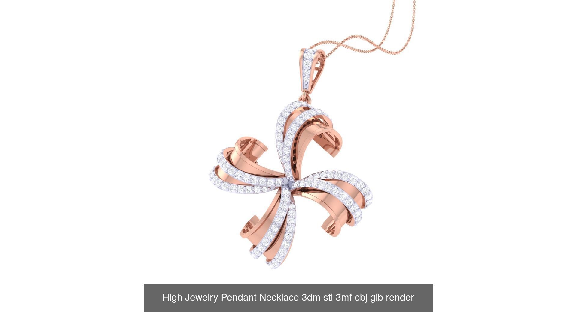 60 High Jewelry Pendant Necklace 3dm stl 3mf obj glb render 3D Model Collection_40