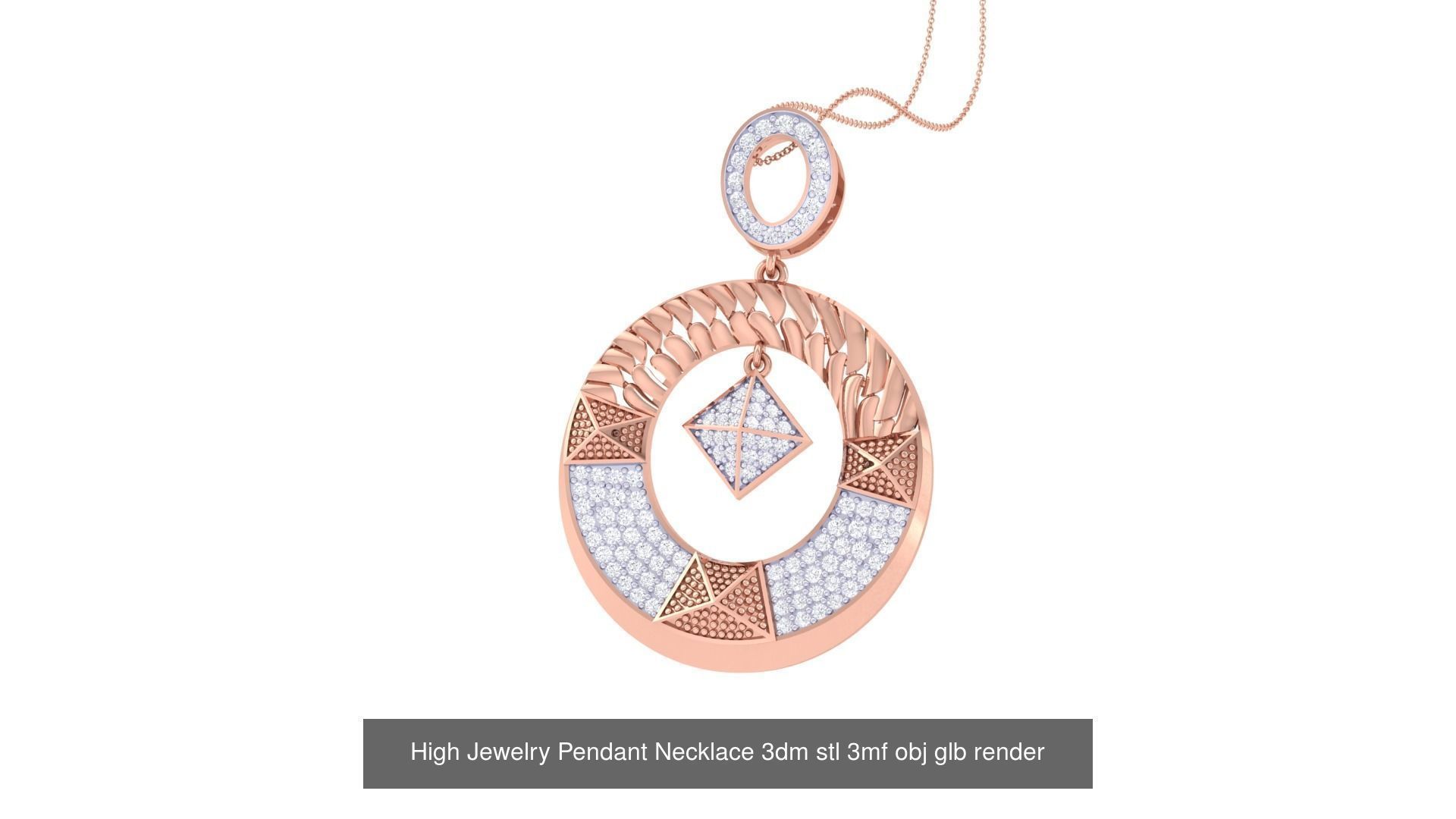 60 High Jewelry Pendant Necklace 3dm stl 3mf obj glb render 3D Model Collection_6