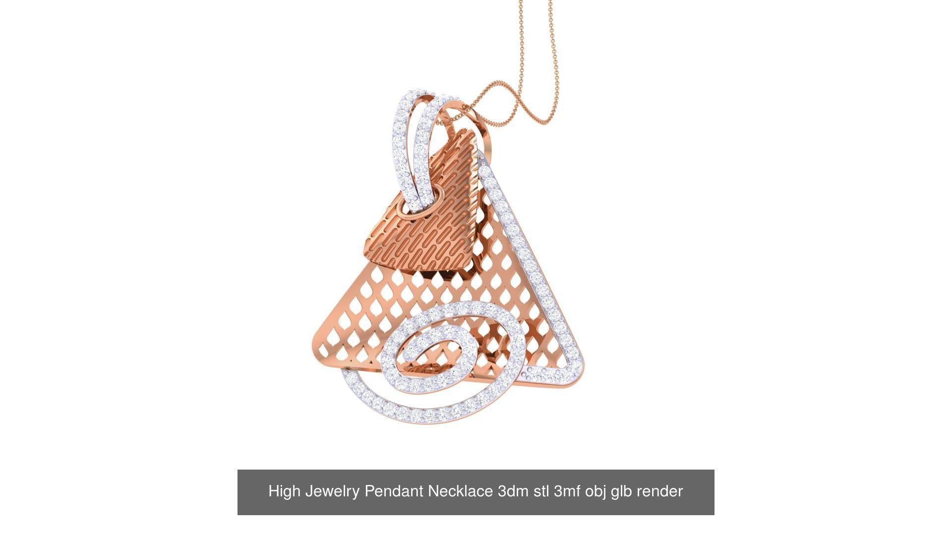 60 High Jewelry Pendant Necklace 3dm stl 3mf obj glb render 3D Model Collection_62