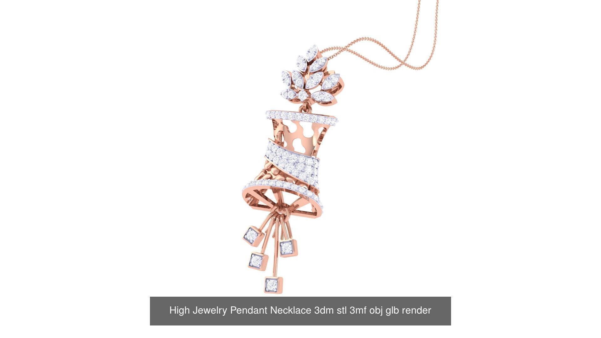 60 High Jewelry Pendant Necklace 3dm stl 3mf obj glb render 3D Model Collection_29