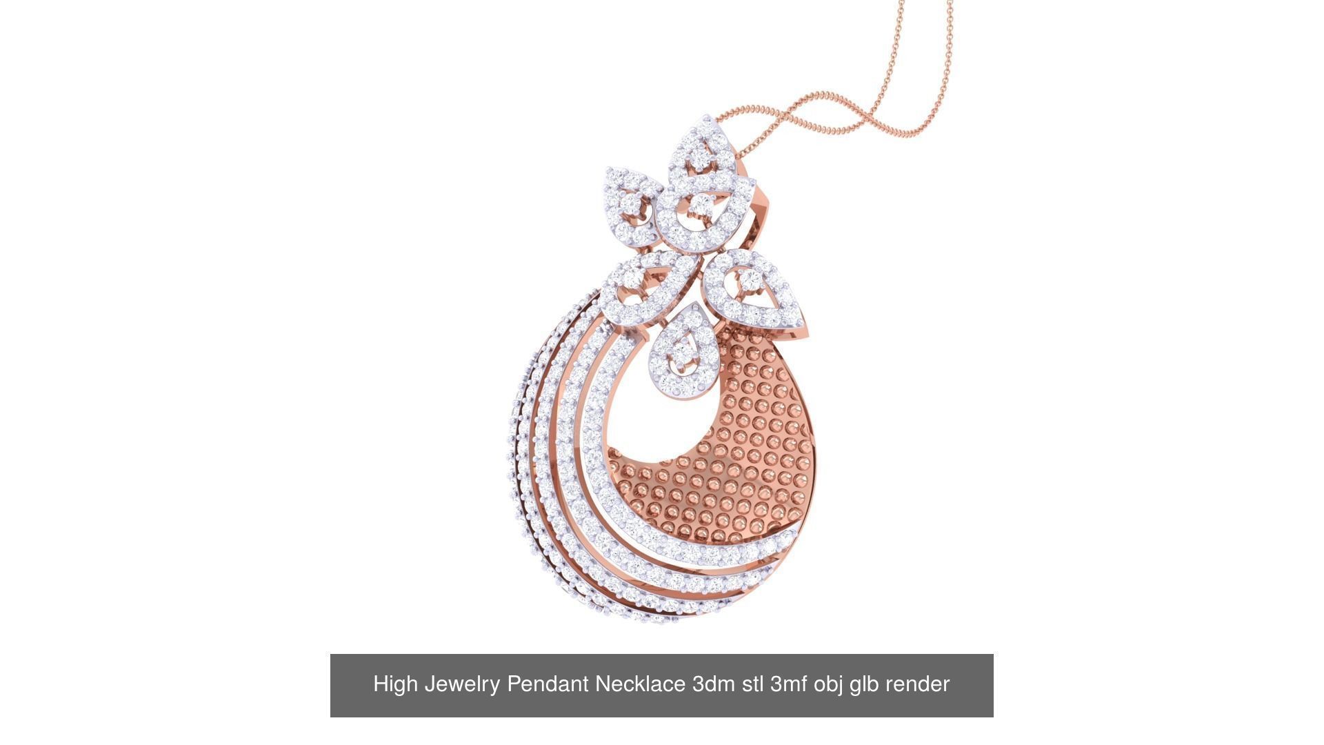 60 High Jewelry Pendant Necklace 3dm stl 3mf obj glb render 3D Model Collection_13