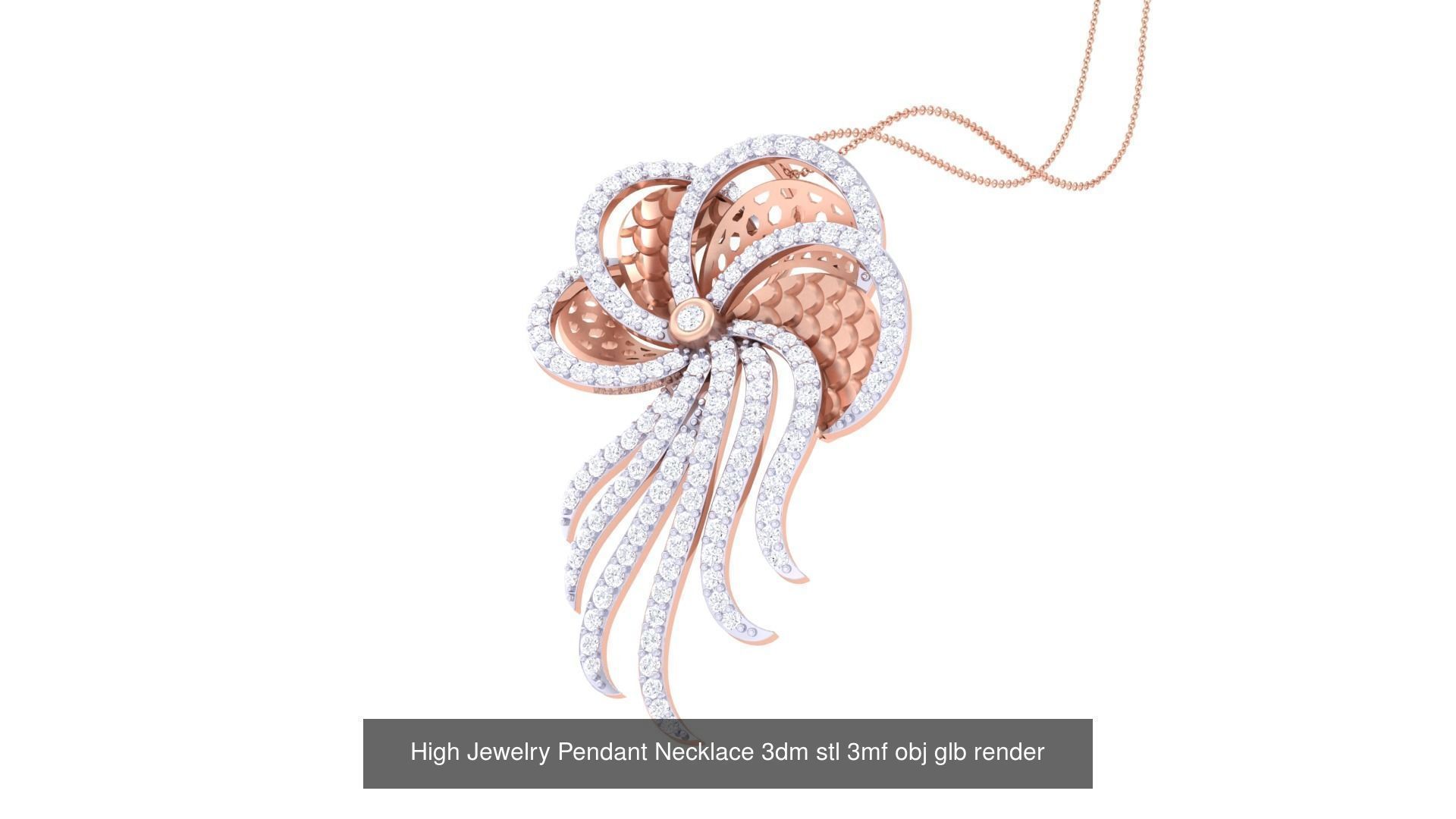 60 High Jewelry Pendant Necklace 3dm stl 3mf obj glb render 3D Model Collection_11