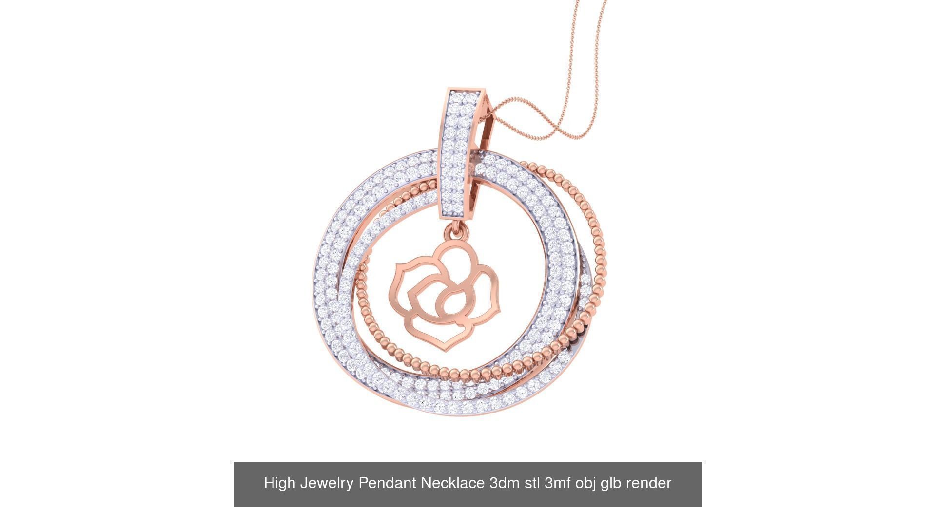 60 High Jewelry Pendant Necklace 3dm stl 3mf obj glb render 3D Model Collection_21