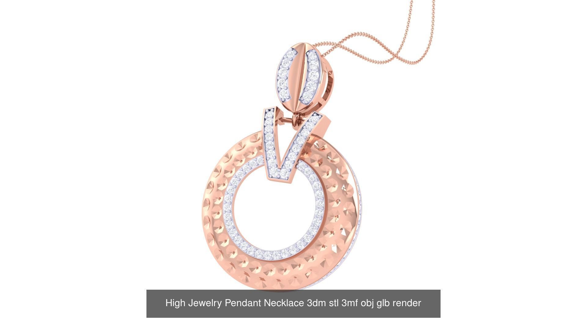 60 High Jewelry Pendant Necklace 3dm stl 3mf obj glb render 3D Model Collection_41