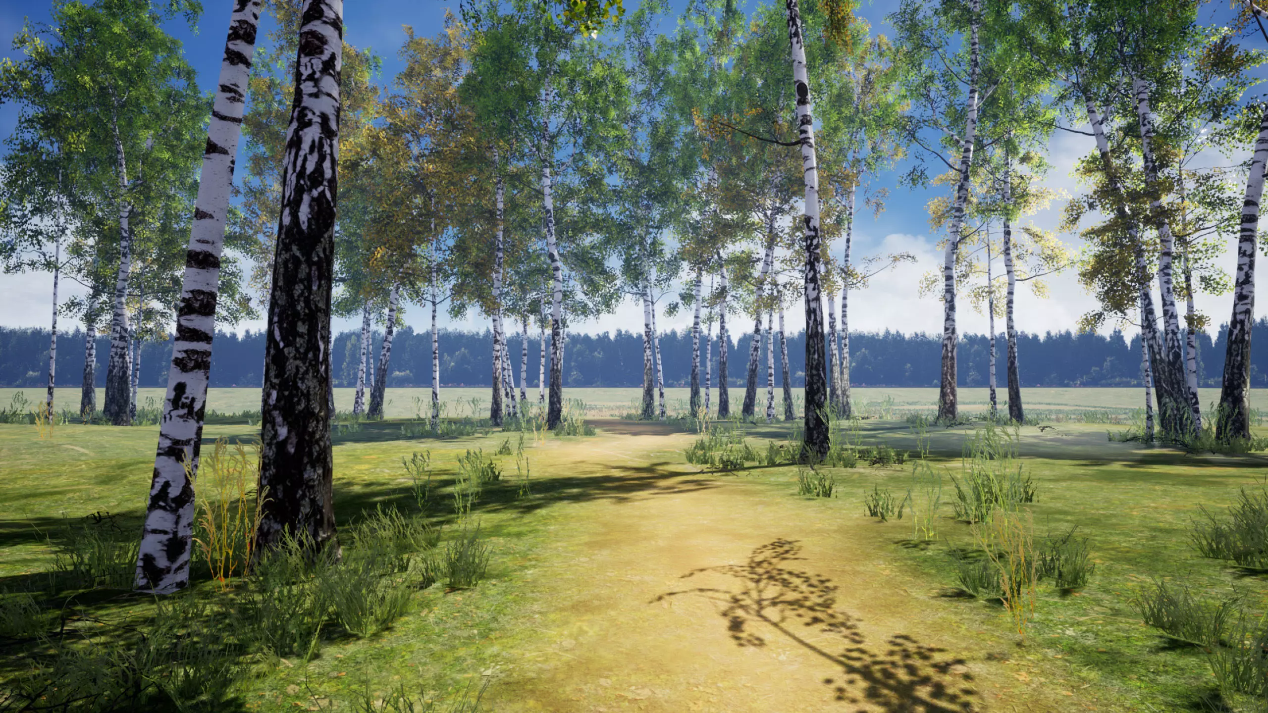 Birch-Tree Grove - low poly Low-poly 3D model_0