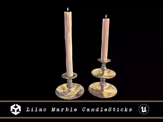 Lilac Marble CandleSticks Low-poly 3D model