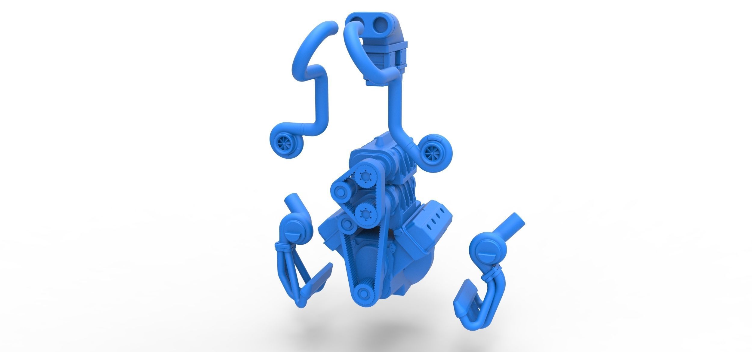 Twin turbo supercharged V8 Engine Version 4 Scale 1 to 25 3D print model_18