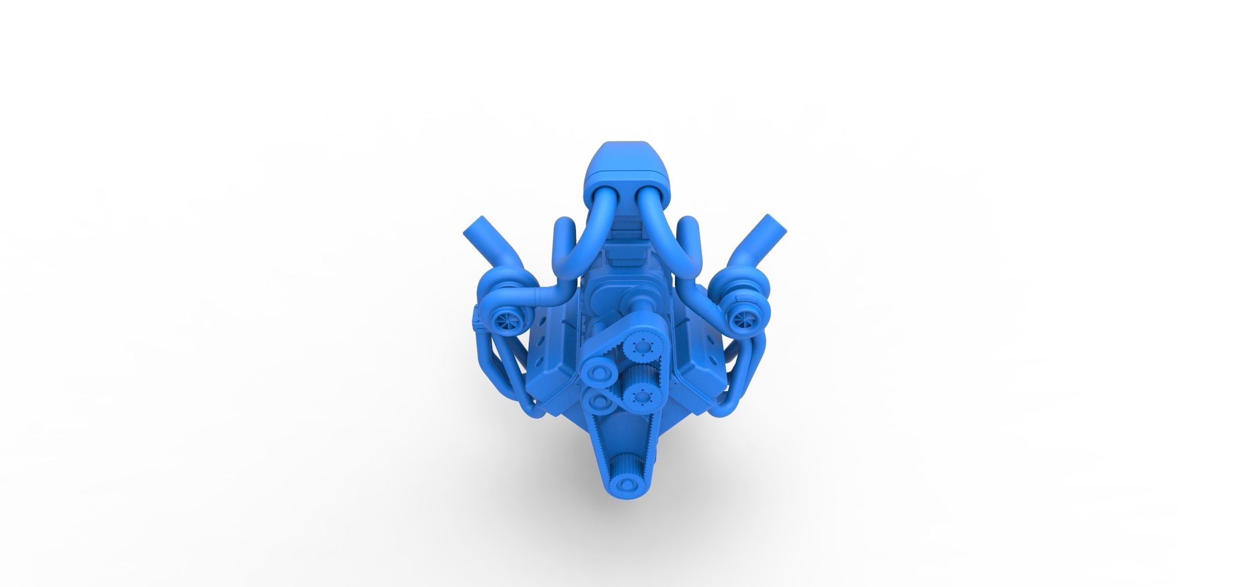 Twin turbo supercharged V8 Engine Version 4 Scale 1 to 25 3D print model_3