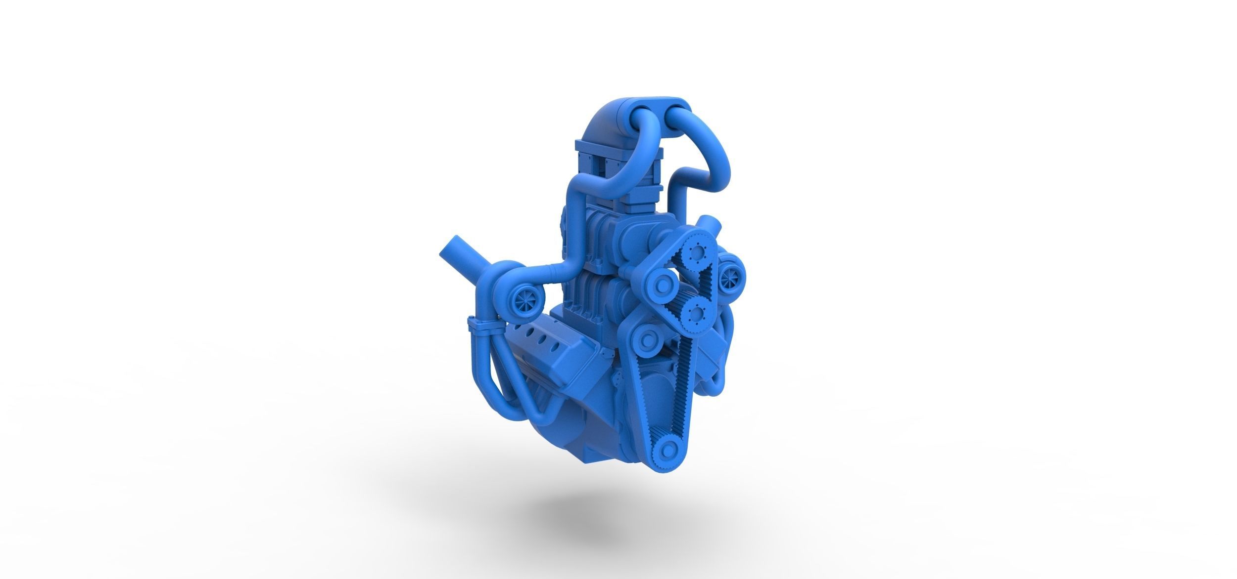 Twin turbo supercharged V8 Engine Version 4 Scale 1 to 25 3D print model_15